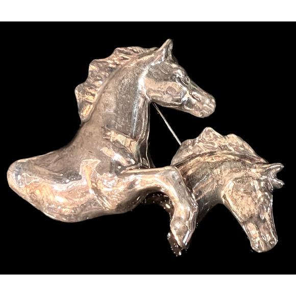 Electroform VTG Wild Horses Brooch 925 STERLING - Picture 1 of 8